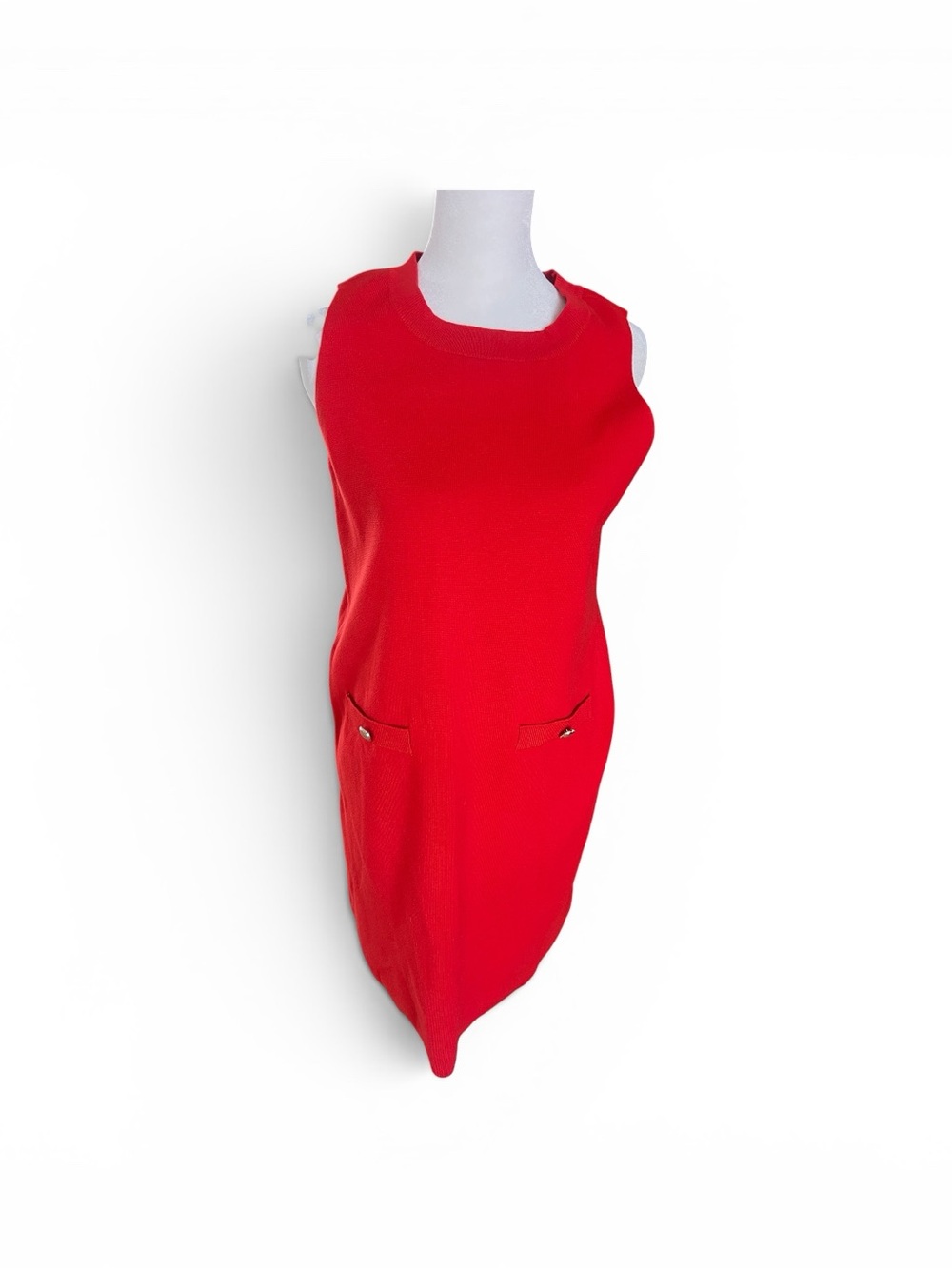LOFT Red / orange Pocket Shift Knit Dress SP Small Petite Career Quiet Luxury